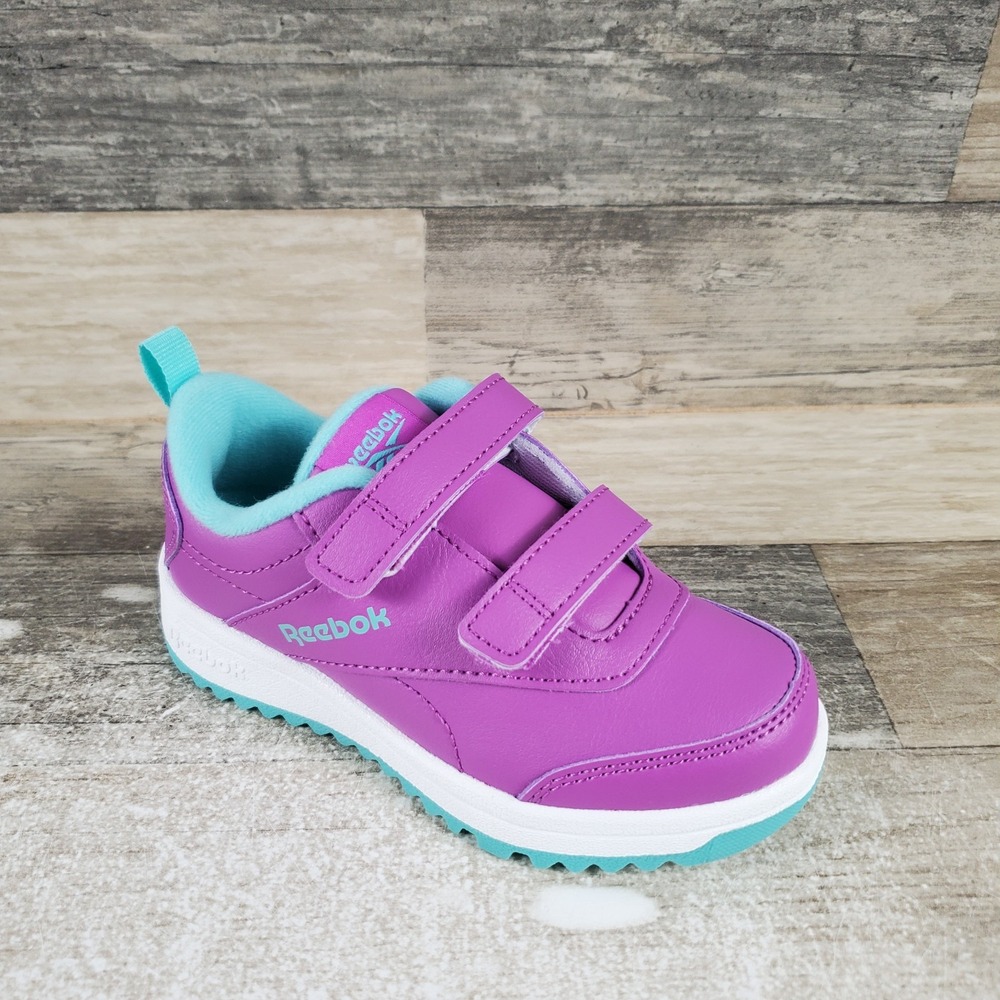 Reebok Weebok Clasp Low 2 Toddler Shoes Sz 9 Purple Aqua White Leather Sneakers